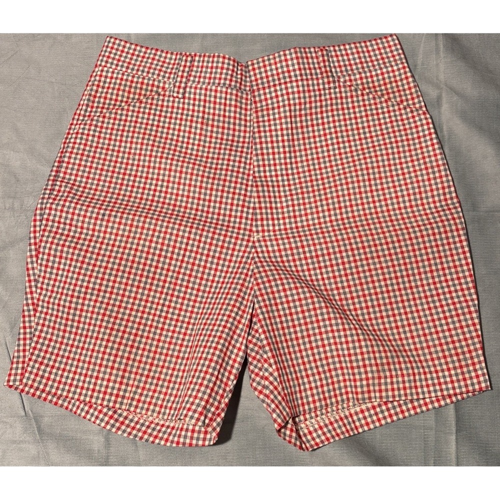 Farah Vintage Men Gingham Plaid Shorts Red White Blue Made in USA Retro 31 Waist